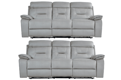 Foster Light Grey Fabric Electric Recliner 3+3 Seater Sofa Set - Furniture Instore