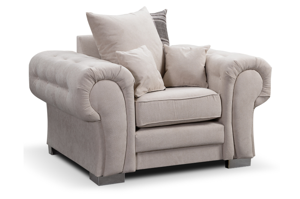 Verona Scatter Back Cream Fabric 3+1+1 Seater Sofa Set
