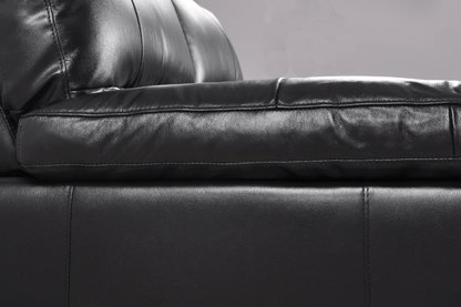 Dalmore Genuine Leather Black 3+2+1 Seater Sofa Set - Furniture Instore