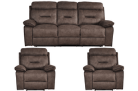 Foster Brown Fabric Electric Recliner 3+1+1 Seater Sofa Set