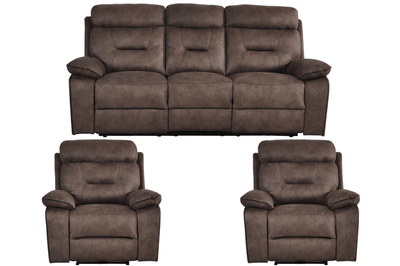 Foster Brown Fabric Electric Recliner 3+1+1 Seater Sofa Set