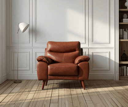 Vantage Genuine Leather Tan 3+2+1 Seater Sofa Set - Furniture Instore