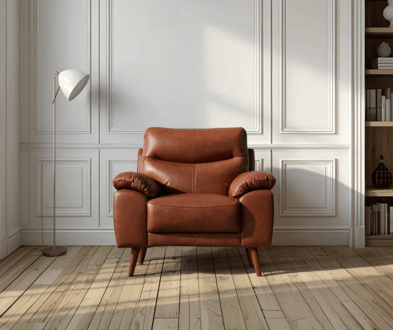 Vantage Genuine Leather Tan 3+2+1 Seater Sofa Set - Furniture Instore
