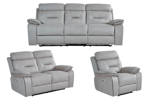 Foster Light Grey Fabric Electric Recliner 3+2+1 Seater Sofa Set