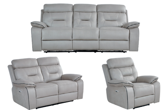 Foster Light Grey Fabric Electric Recliner 3+2+1 Seater Sofa Set