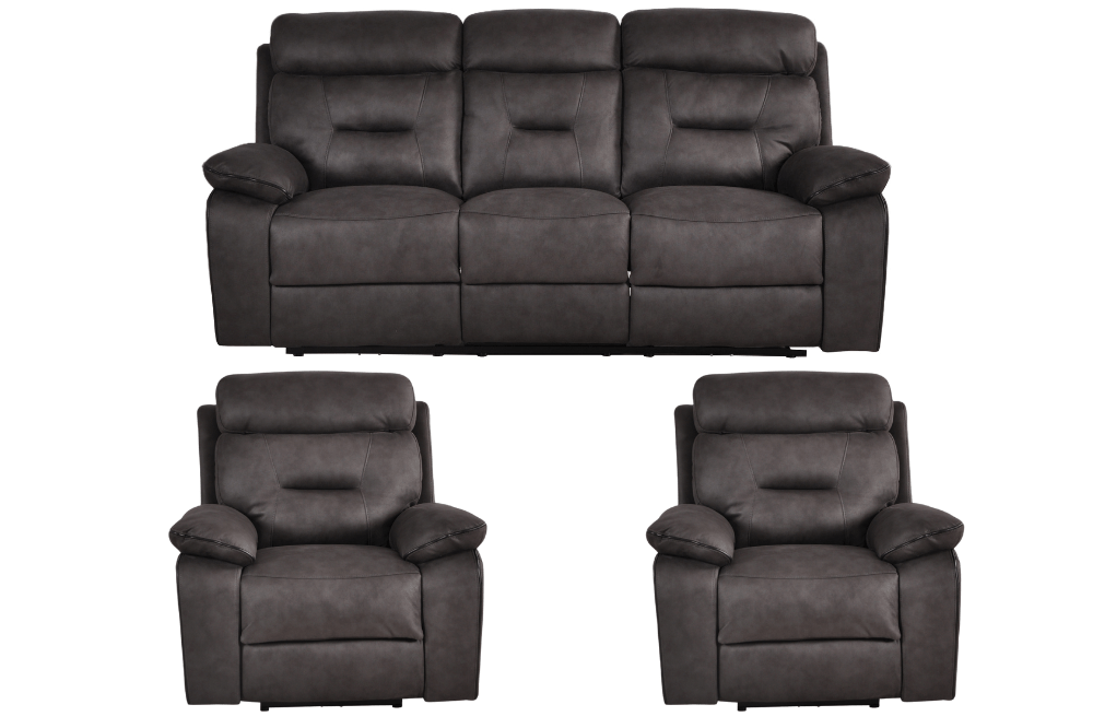 Foster Dark Grey Fabric Electric Recliner 3+1+1 Seater Sofa Set - Furniture Instore