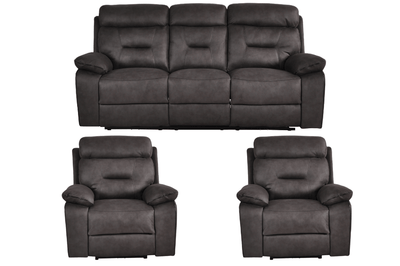 Foster Dark Grey Fabric Electric Recliner 3+1+1 Seater Sofa Set