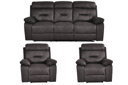 Foster Dark Grey Fabric Electric Recliner 3+1+1 Seater Sofa Set - Furniture Instore