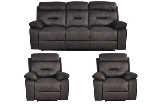 Foster Grey Fabric Electric Recliner 3+1+1 Seater Sofa Set