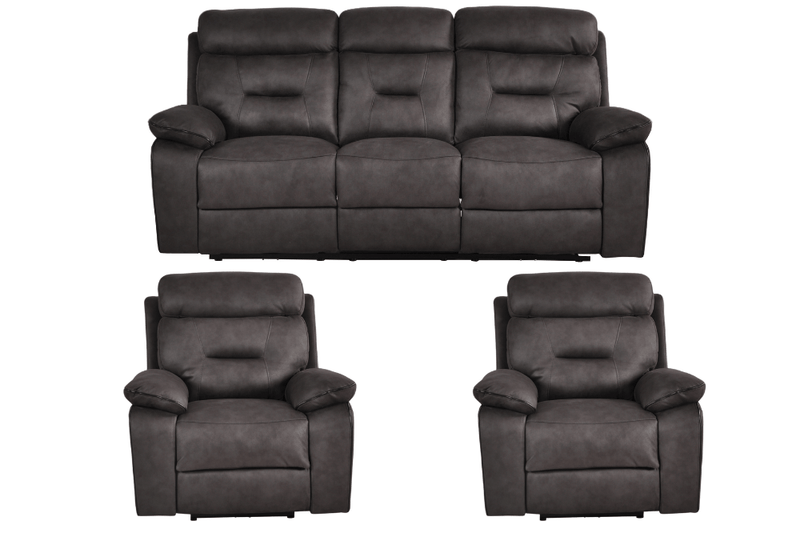 Foster Dark Grey Fabric Electric Recliner 3+1+1 Seater Sofa Set - Furniture Instore