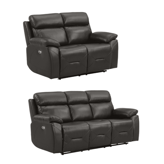 Renato Genuine Leather Grey Electric Power Recliner 3+2 Seater Set