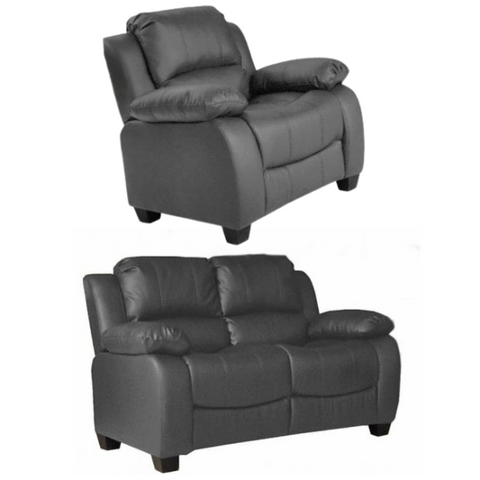 Valerie Grey Leather 2+1 Seater Sofa Set