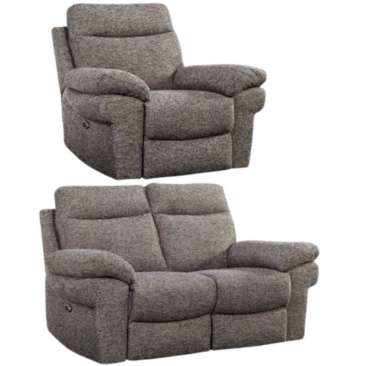 Tanya Brown Fabric Electric Recliner 2+1 Seater Sofa Set