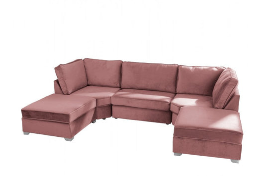 Belgravia Lilac Plush Velvet U Shape Sofa