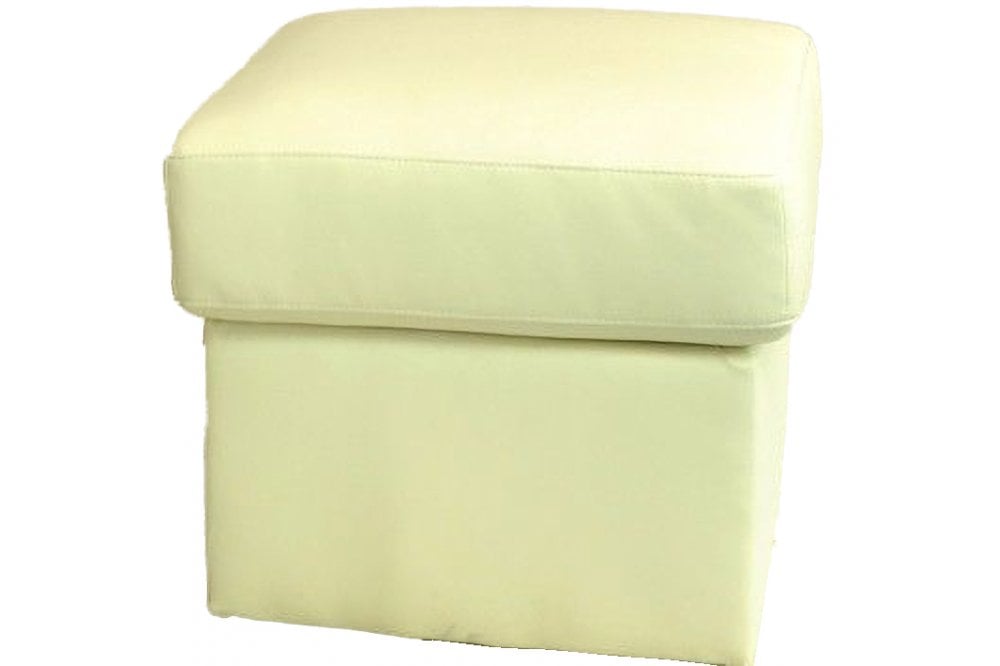 Valerie Cream Leather Footstool - Furniture Instore