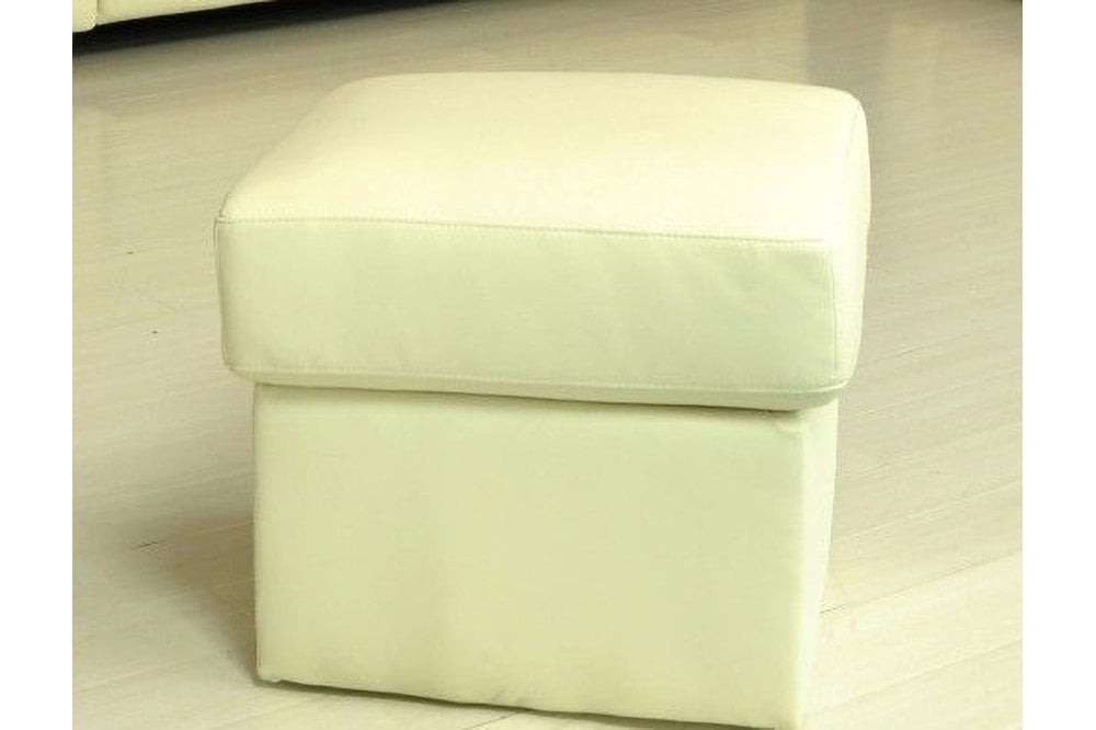 Valerie Cream Leather Footstool - Furniture Instore