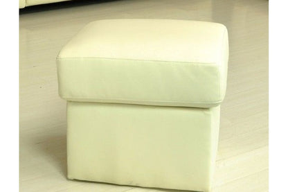 Valerie Cream Leather Footstool - Furniture Instore
