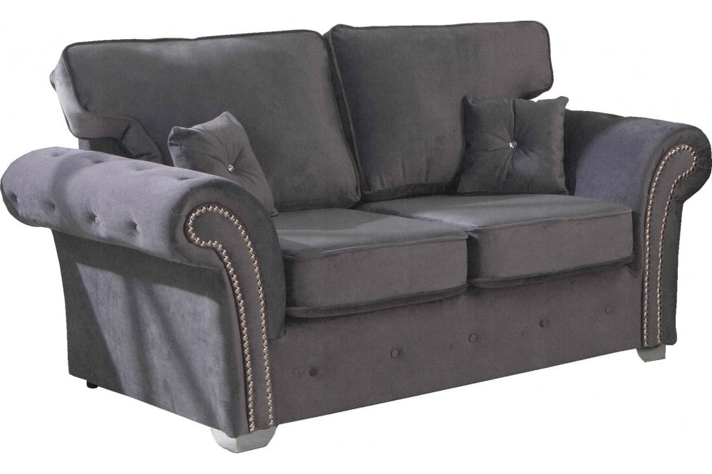 Maryland Grey Fabric High Back 2 Seater Sofa