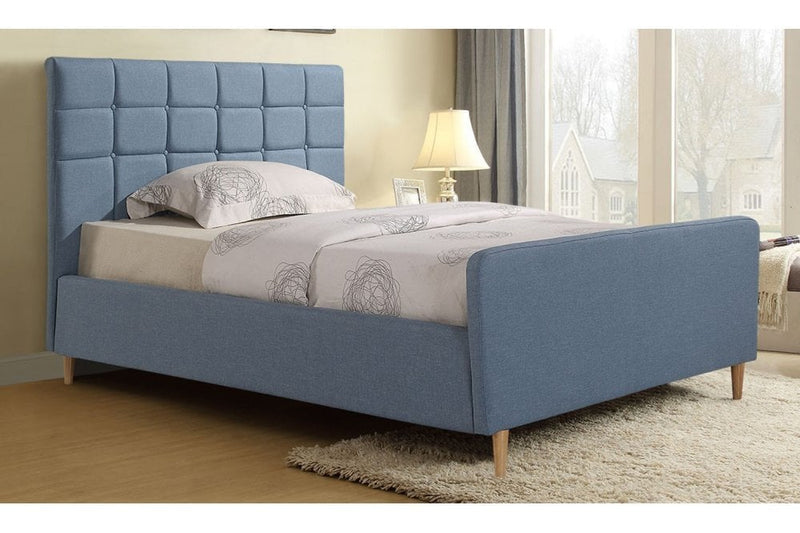 Sienna Light Blue Fabric King Bed - Furniture Instore