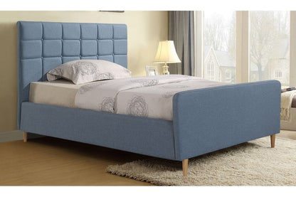 Sienna Light Blue Fabric Double Bed