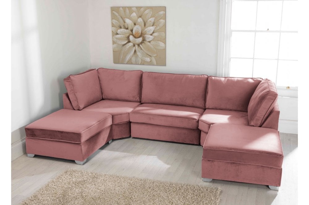 Belgravia Lilac Plush Velvet U Shape Sofa