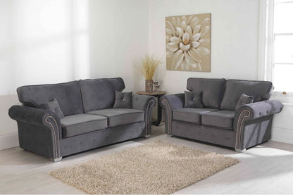 Maryland Grey Fabric High Back 2 Seater Sofa