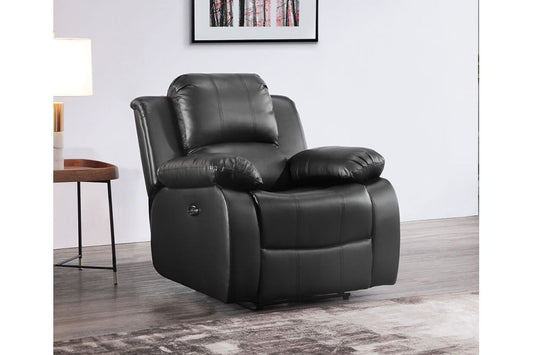 Valencia Black Leather Electric Recliner Armchair - Furniture Instore