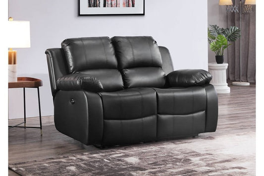 Valencia Black Leather Electric Recliner 2 Seater Sofa - Furniture Instore