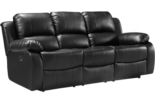 Valencia Black Leather Electric Recliner 3 Seater Sofa