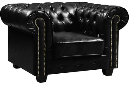 Chesterfield Black Leather Antique 3+2+1 Seater Sofa Set - Furniture Instore
