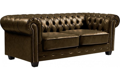 Chesterfield Brown Leather Antique 3 Seater Sofa