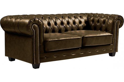 Chesterfield Brown Leather Antique 3 Seater Sofa