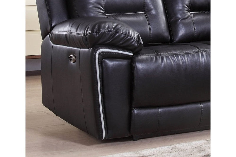 Henry Black Leather Electric Recliner 3 Seater Sofa - Furniture Instore