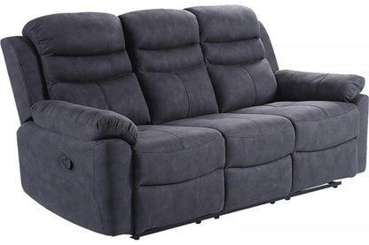 Conway Grey Fabric Manual Recliner 3 Seater Sofa