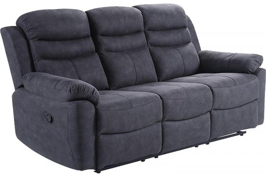 Conway Grey Fabric Manual Recliner 3 Seater Sofa