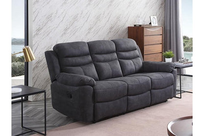 Conway Grey Fabric Manual Recliner 3 Seater Sofa