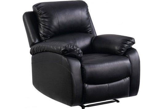 Roma Black Leather Manual Recliner Armchair
