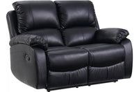 Roma Black Leather Manual Recliner 2 Seater Sofa