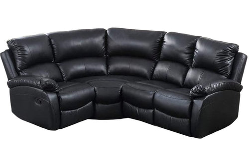 Roma Black Leather Manual Recliner 4 Seater Corner Sofa