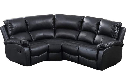 Roma Black Leather Manual Recliner 4 Seater Corner Sofa