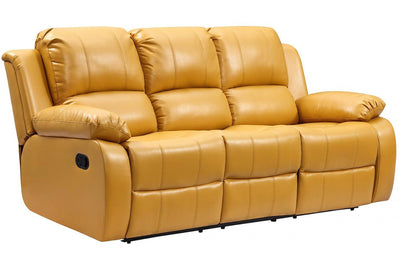 Valencia Mustard Leather Manual Recliner 3 Seater Recliner