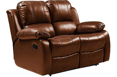 Valencia Tan Leather 2 Seater Manual Recliner Sofa