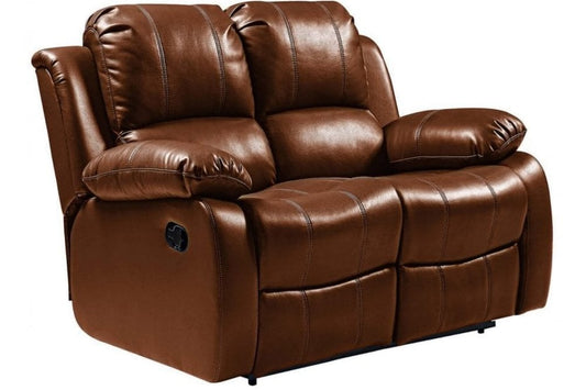Valencia Tan Leather 2 Seater Manual Recliner Sofa