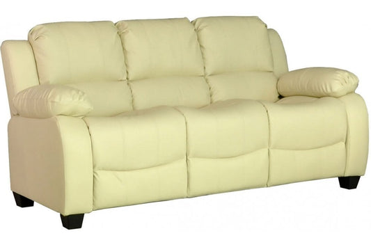 Valerie Cream Leather 3 Seater Sofa