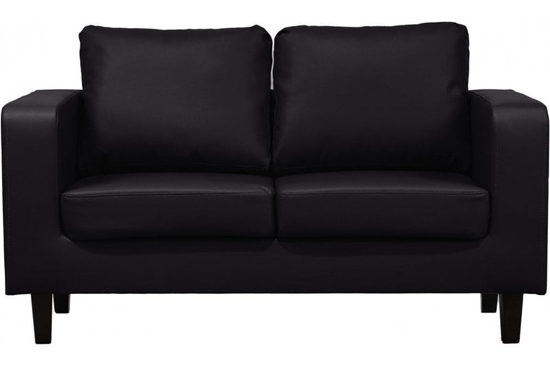 Box Black Leather 2 Seater Sofa - Furniture Instore