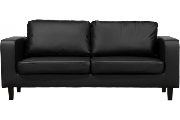 Box Black Leather 3 Seater Sofa