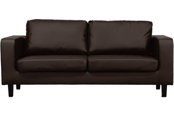 Box Brown Leather 3 Seater Sofa