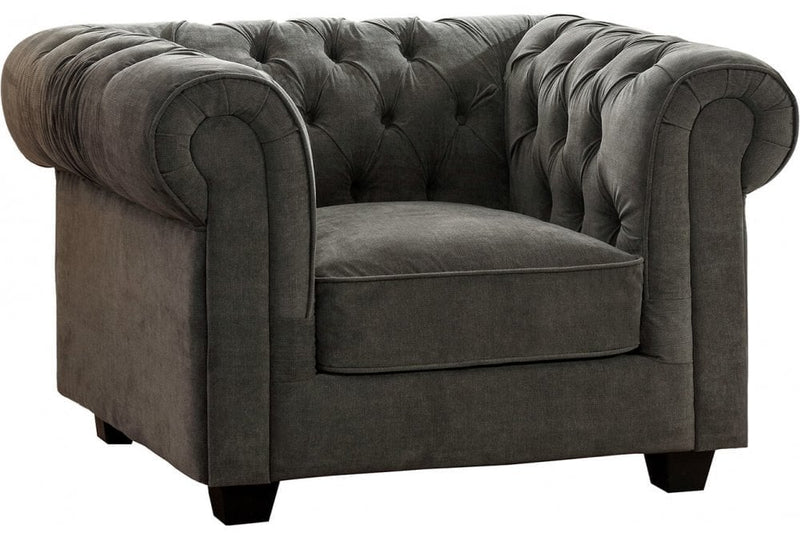 Chesterfield Grey Fabric Armchair - Furniture Instore