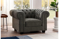 Chesterfield Grey Fabric Armchair - Furniture Instore