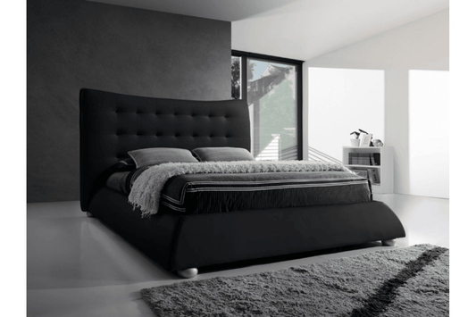 Horace Black Leather Double Bed